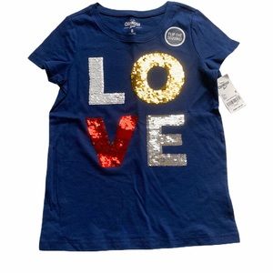 NWT OshKosh Sequin Flip Shirt LOVE
